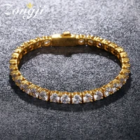 fashion hip hop 3mm4mm5mm zircon tennis chain spring buckle bracelet fine section a row of zircon bracelet jewelry
