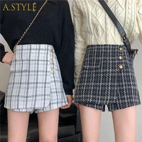 shorts women plaid high waist korean style cozy all match streetwear new fashion harajuku femme pocket retro ins s 5xl elegant