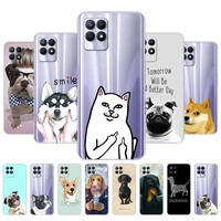 for realme 8i case 6 6 inch back phone cover for oppo realme8i rmx3151 silicon soft tpu bumper cute cat dog husky akita bulldog