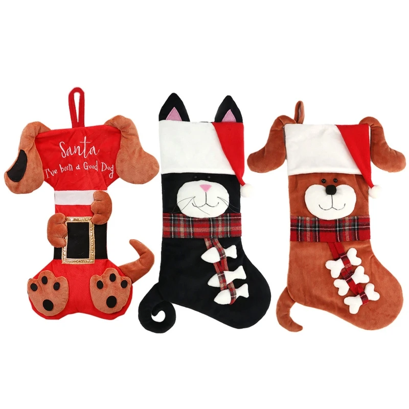 

Plush Christmas Stocking Holiday Hanging Decoration Stocking and Dog