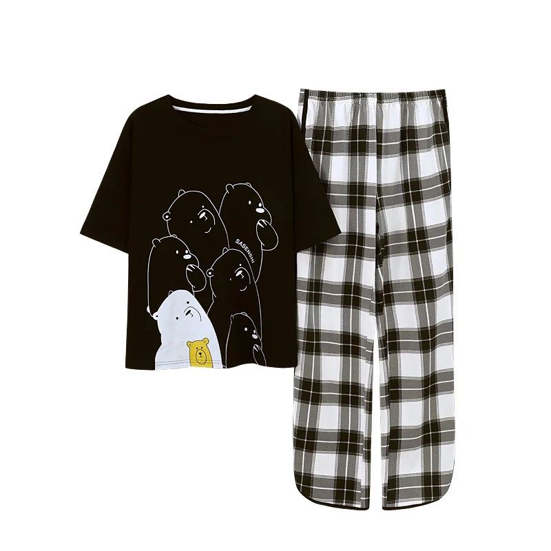 pajamas female summer short sleeved trousers pure cotton lovely student princess style less women's home clothes suit