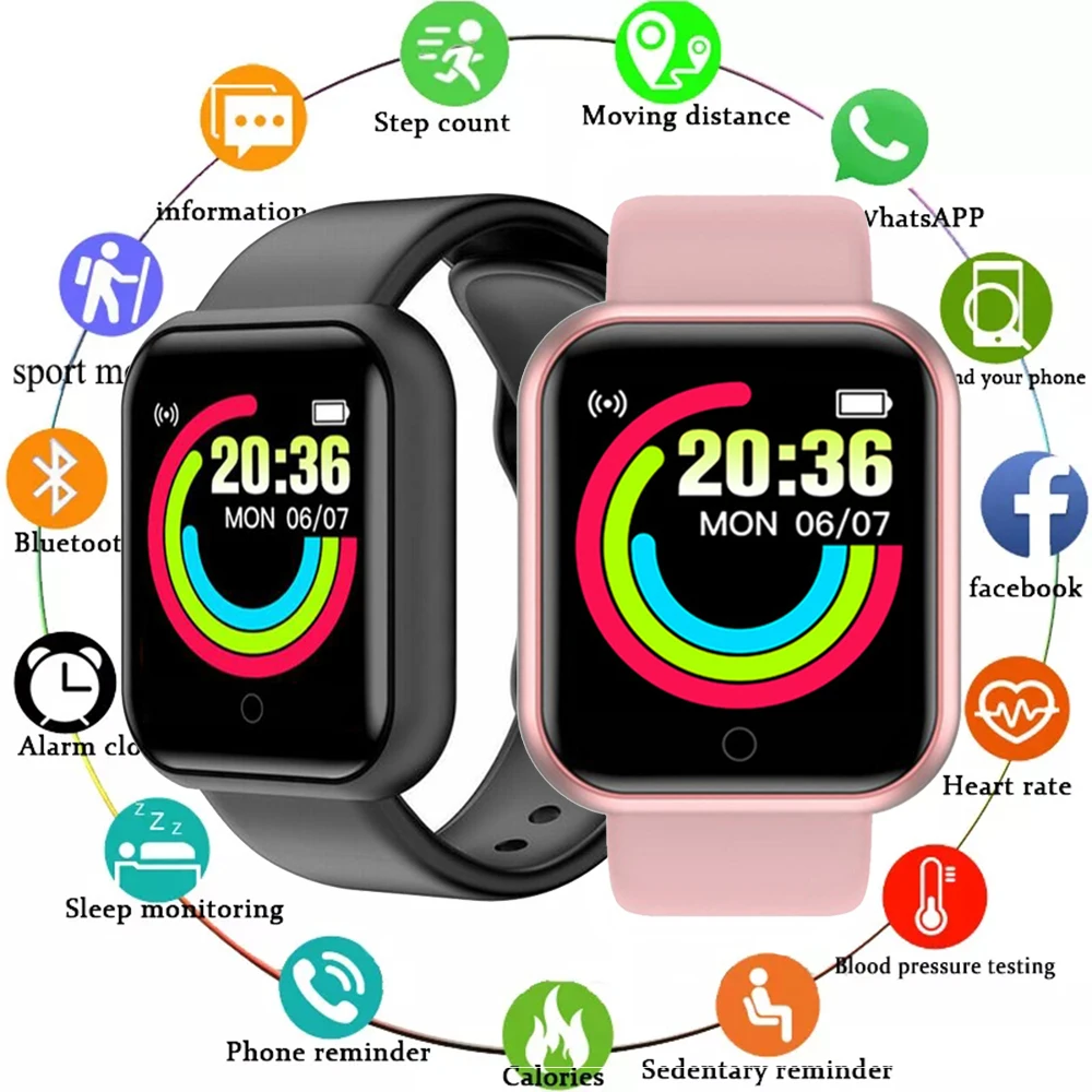 

NEW Y68 Smart Wristbands Sport Fitness Pedometer Color Screen Walk Step Counter Sport Watches Children Men Women Smart Bracelets