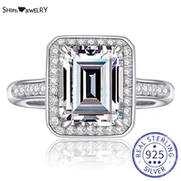 shipei 6ct emerald cut created moissanite sapphire ruby citrine rings for women fine jewelry 925 sterling silver engagement ring
