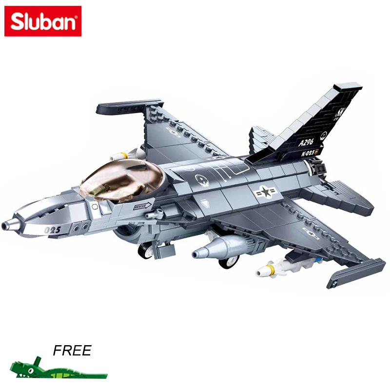 

Sluban Military Air Force Weapons F-16C Falcon Fighter Building Blocks Modern War Aircraft Model Bricks Sets Toys for Boys Gift