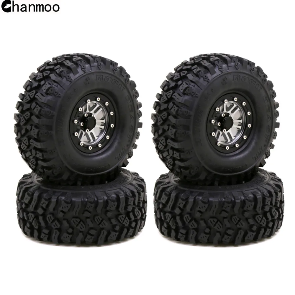 

Chanmoo 1,9 "резиновые шины, металлические колесные диски Beadlock, ступица для 1:10 RC Crawler Axial SCX10 AXI03007 90046 Traxxas TRX4 Redcat