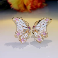new luxury trendy fresh studded zircon butterfly earring korean style earrings for women summer jewelry as party gift for friend