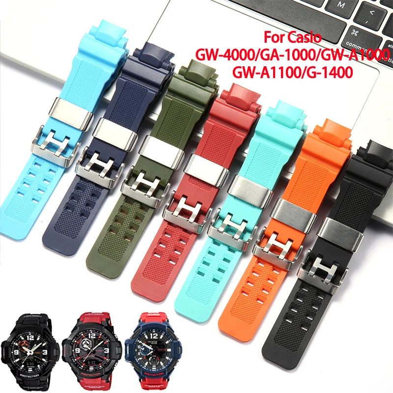 Rubber Strap For Caiso GA-1000/1100 GW-A1000/1100 G-1400 GW4000 Band Men's Sport Waterproof Watch Accessories With Screws Tools