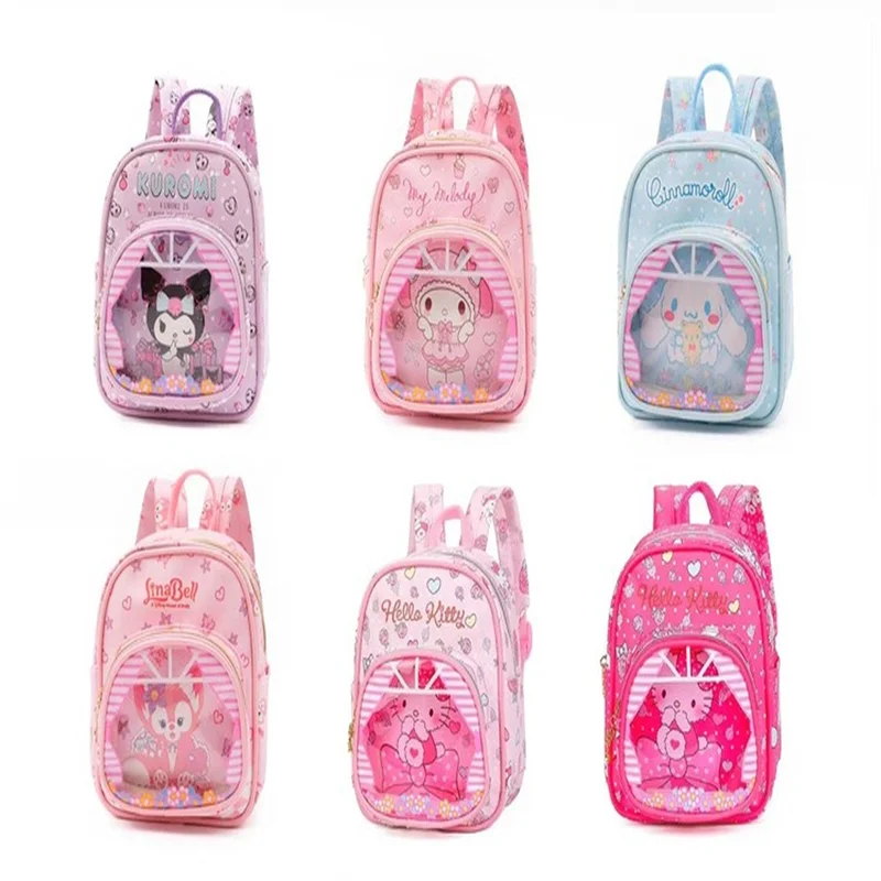 

Sanrio's new cartoon hello kitty schoolbag Kuromi book storage girl boy handbag transparent cinnamon Melody children's backpack