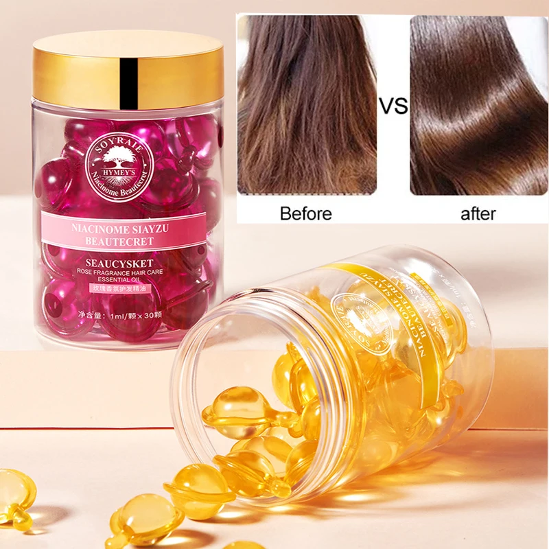 30Pcs Hair Vitamin Capsule Keratin Complex Oil Smooth Silky Hair Serum Anti Hair Loss Hair Mask Repair Damaged