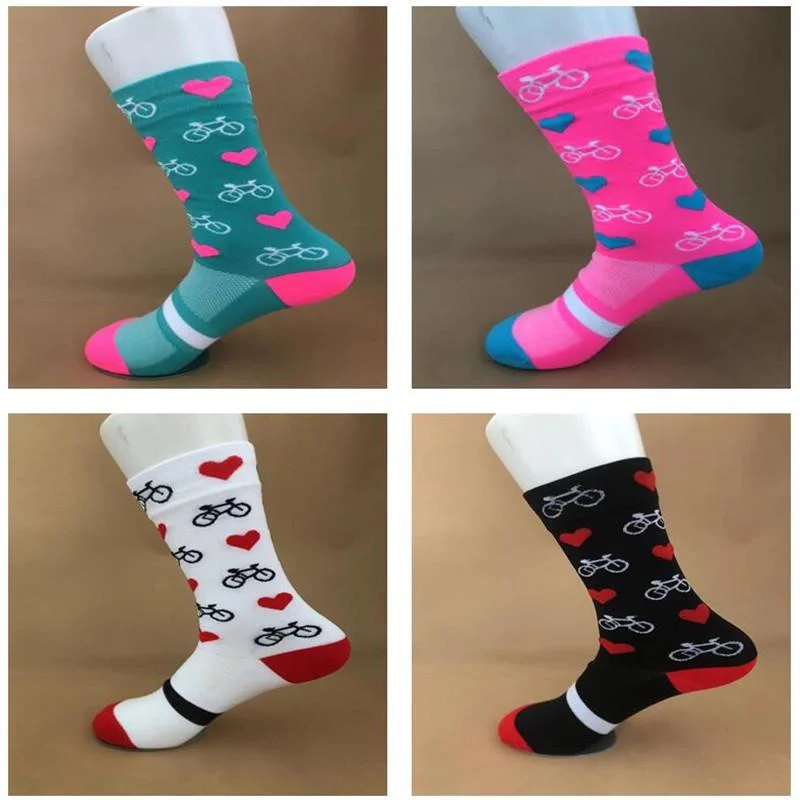 

1 Pair Unisex Christmas Cycling Socks MTB Outdoor Sport Bike Love Socks Footwear for Road Compression Christmas Gifts