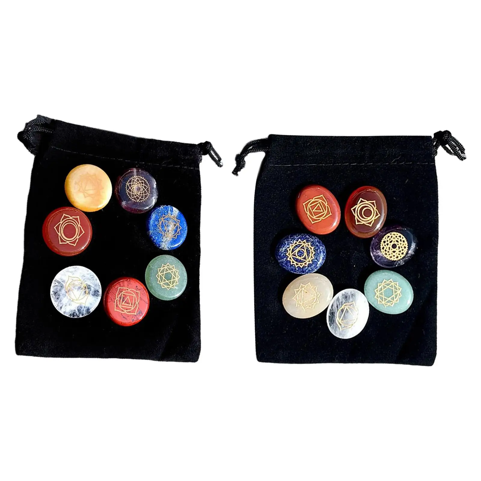 

Natural Quartz Crystal Stone with Engraved Symbol Tumbled Stones