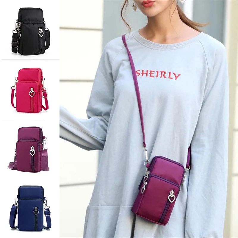 

Fashion Women Crossbody Bag Mini Shoulder Bag Mobile Phone Pocket Outdoor Sports Bag Earphone Pouch Women's Wallet Coin Purses