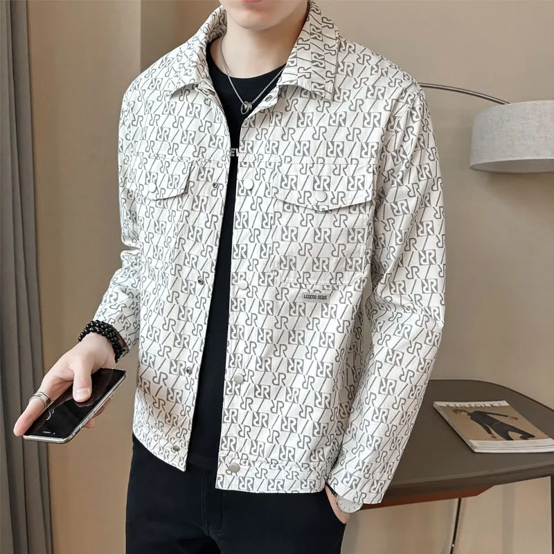 Jacket Men's Spring and Autumn 2024 New Fashion Trendy Brand Cargo Sle Slim fit Korean Ruan Shuai High Sense ...