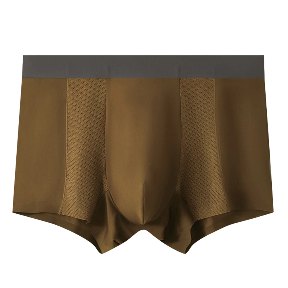 

Ice Silk Seamless Underwear Men Boxers Briefs Shorts U Convex Pouch Boxershorts Breathable Elastic Panties Quick Dry Underpants
