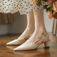 tophqws retro 2022 summer luxury women slingback sandals elegant pointed toe designer shoes high heels women party dress pumps