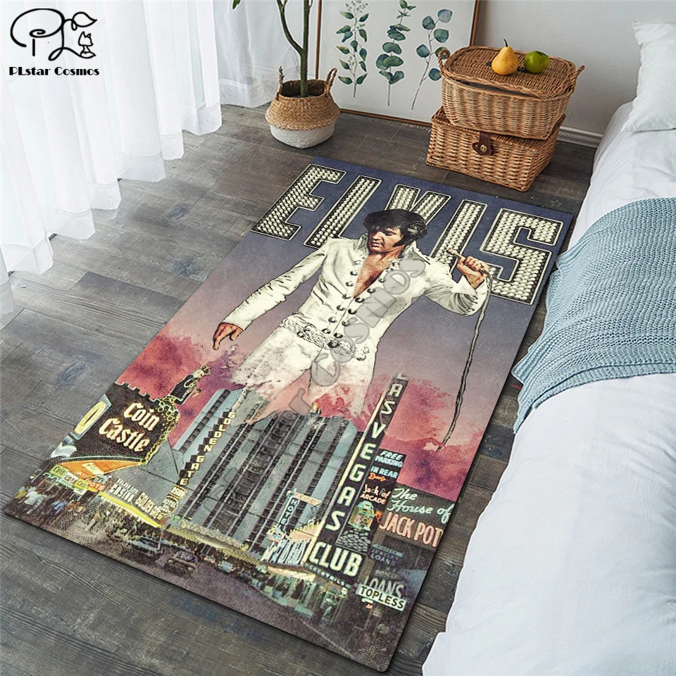 

Elvis Presley Shaggy Fluffy Anti-Skid Area Floor Mat 3D Rug Non-slip Mat Dining Room Living Room Soft Bedroom Mat Carpet ST3