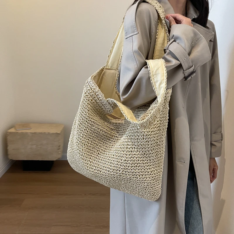 

Bohemian Straw Bag Women Handmade Woven Handbag Large Capacity Lady Totes Rattan Beach Bag Summer Outdoors Shopping Bag Bolsas