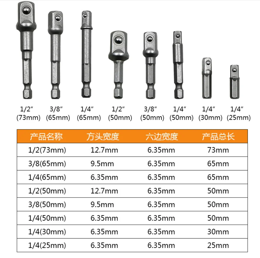 

1/4" 3/8" 1/2" Driver Adapter Hex Wrench Extension Drill Bits Socket Adapter Power Extension Bit Set for Drills Nut Driver