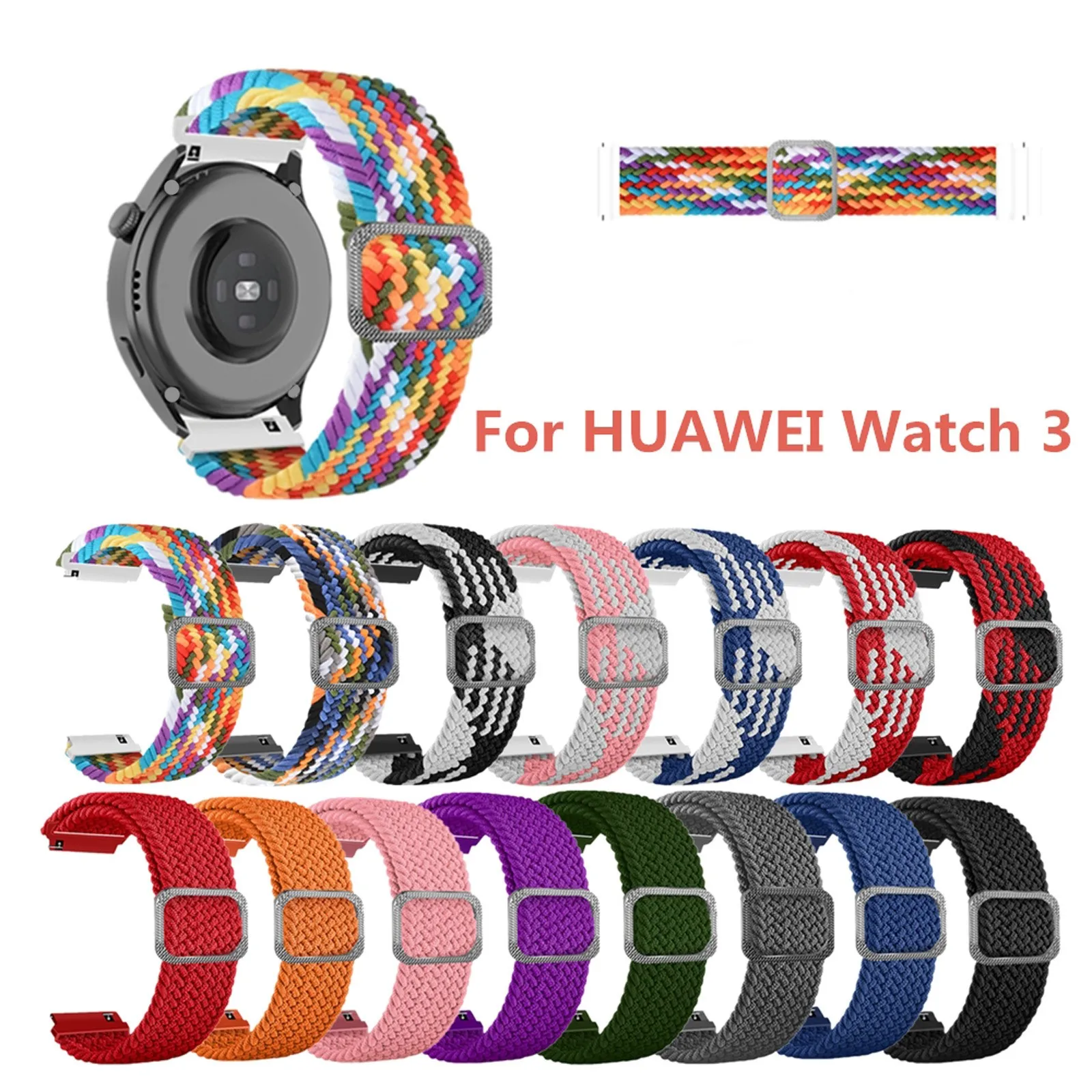 

Регулируемый нейлоновый текстильный эластичный сменный ремешок 22 мм для Huawei Watch 3, быстросъемный ремешок, разноцветные аксессуары