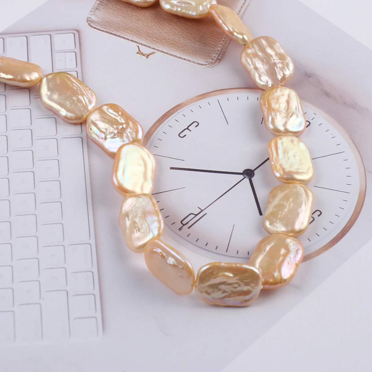 Natural Freshwater Pearl Orange Rectangle Pearl Beads Charms For Jewelry Making DIY Necklace Bracelet Earrings Accessory