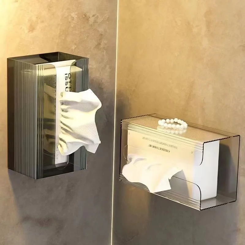 

Punch-Free Creative Tissue Box Wall-Mounted Paper Towel Napkin Storage Box Bathroom Toilet Kitchen Kleenex Holder Tissue Box