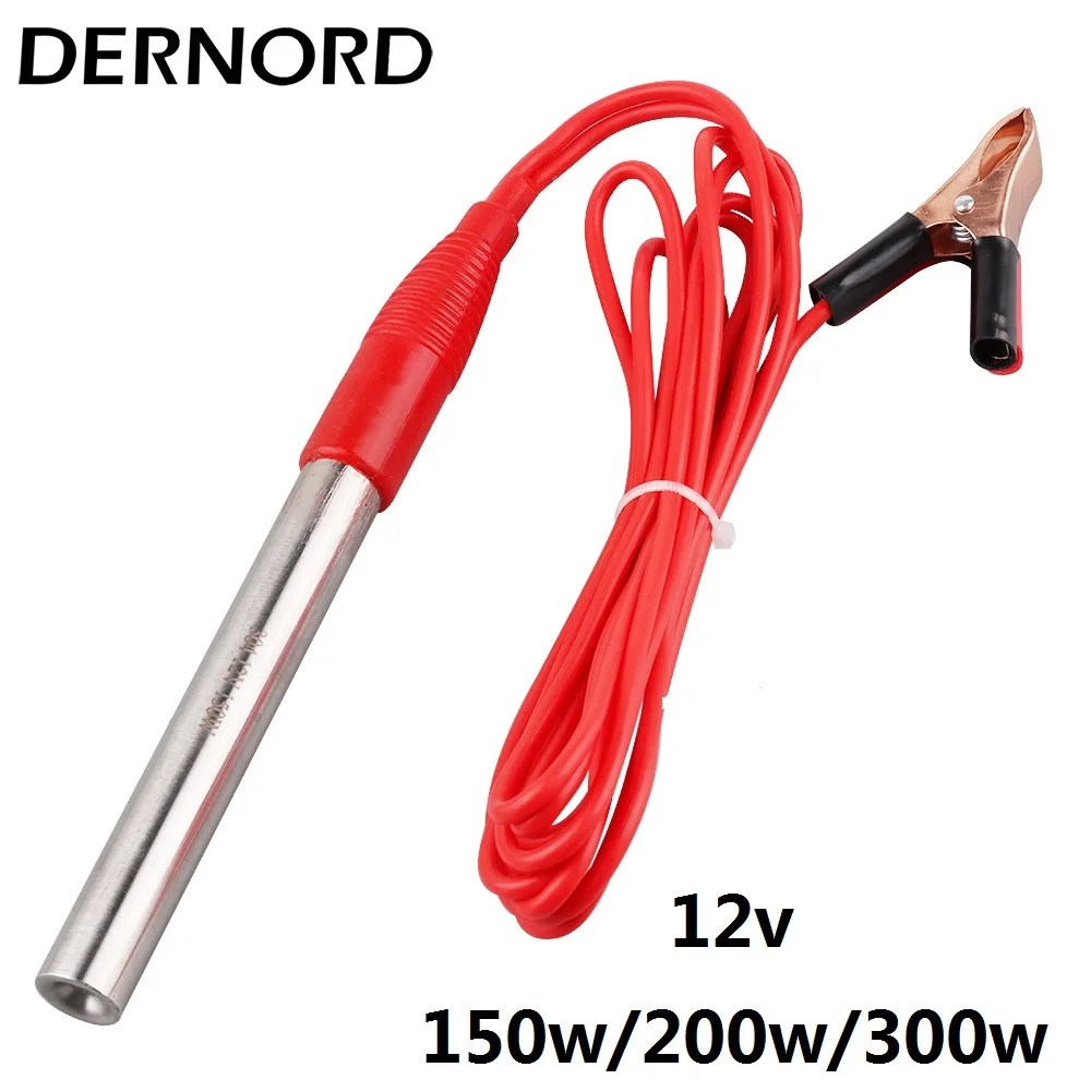 

DERNORD 12V Tubular Heating Element with Alligator Clip DC Water Heater for Camper/Car Immersion Heating Tube 150w/200w/300w