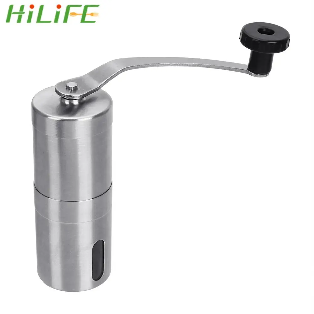 

HILIFE Silver Hand Manual Stainless Steel Mini Portable Burr Grinders Seeds Mill Coffee Bean Grinder