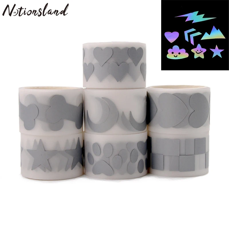 

3*100cm Heat-transfer Reflective PET Tape Sticker Vinyl Film For DIY Iron On Fabric Clothing Accessories Various Shapes