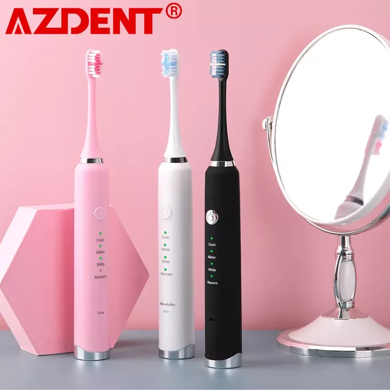 

AZDENT Sonic Electric Toothbrush Rechargeable USB Teeth Brush with 5 Replacement Brush Heads for Adults Tooth Whitening
