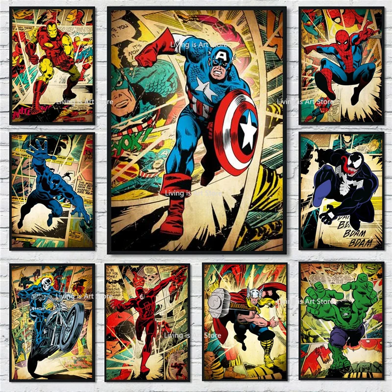 

Spider-Man Posters Marvel Classical Movie Canvas Painting Wall Art Pictures Gift Decoration for Living Room Kids Room Home Decor