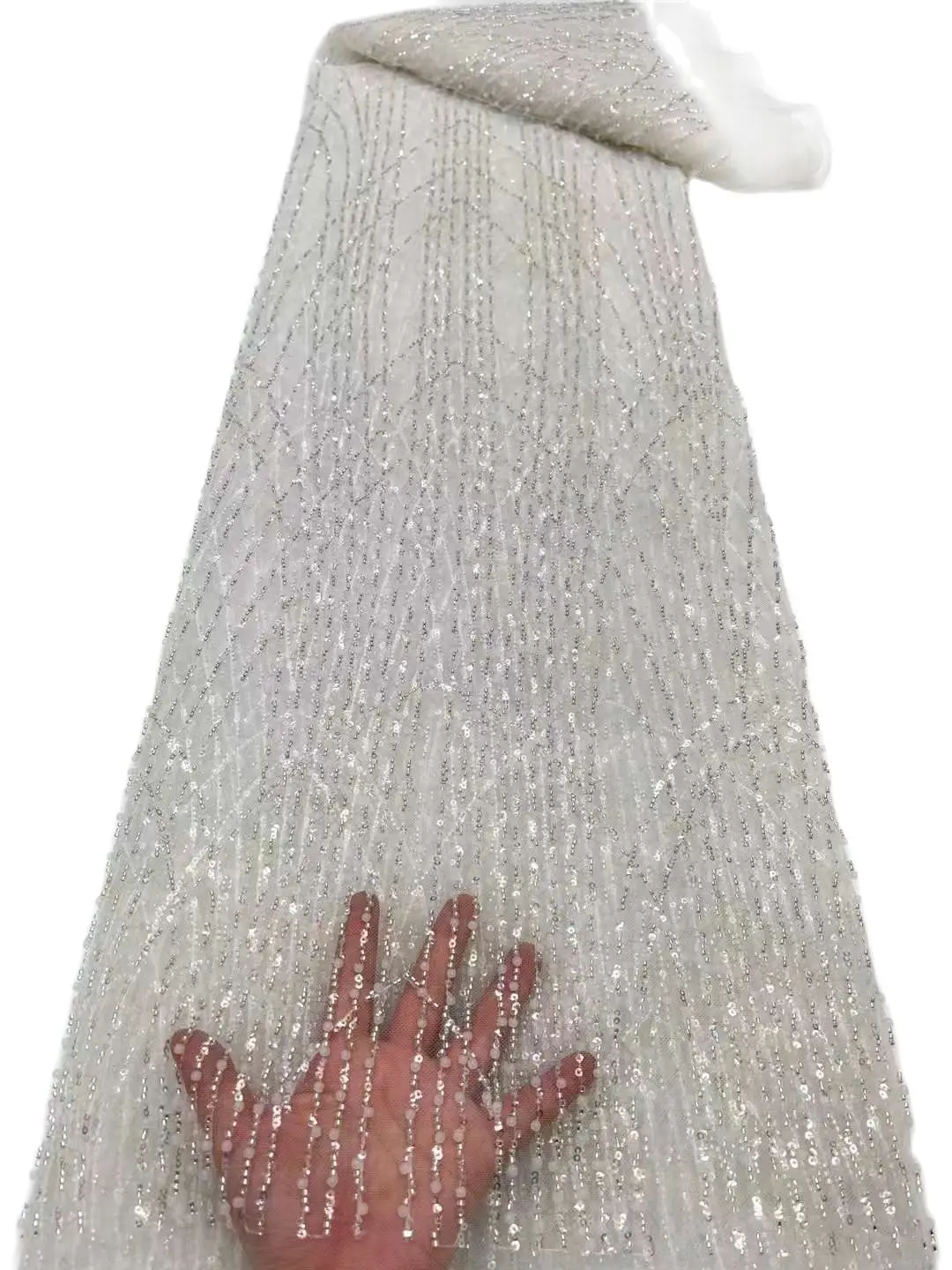 

Новая высококачественная вышитая нигерийская кружевная ткань белого цвета 21JRB-11901, французский материал для женского модного платья или ве...