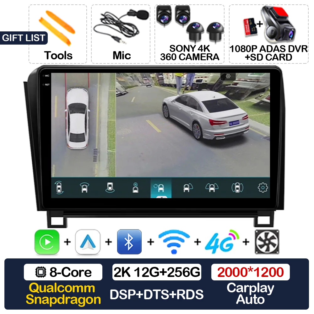 

Автомобильный радиоприемник Android 15 для Toyota Tundra XK50 2007-2013 Sequoia XK60 2008-2017 Мультимедийный видеоплеер Carplay Auto 4G WIFI BT