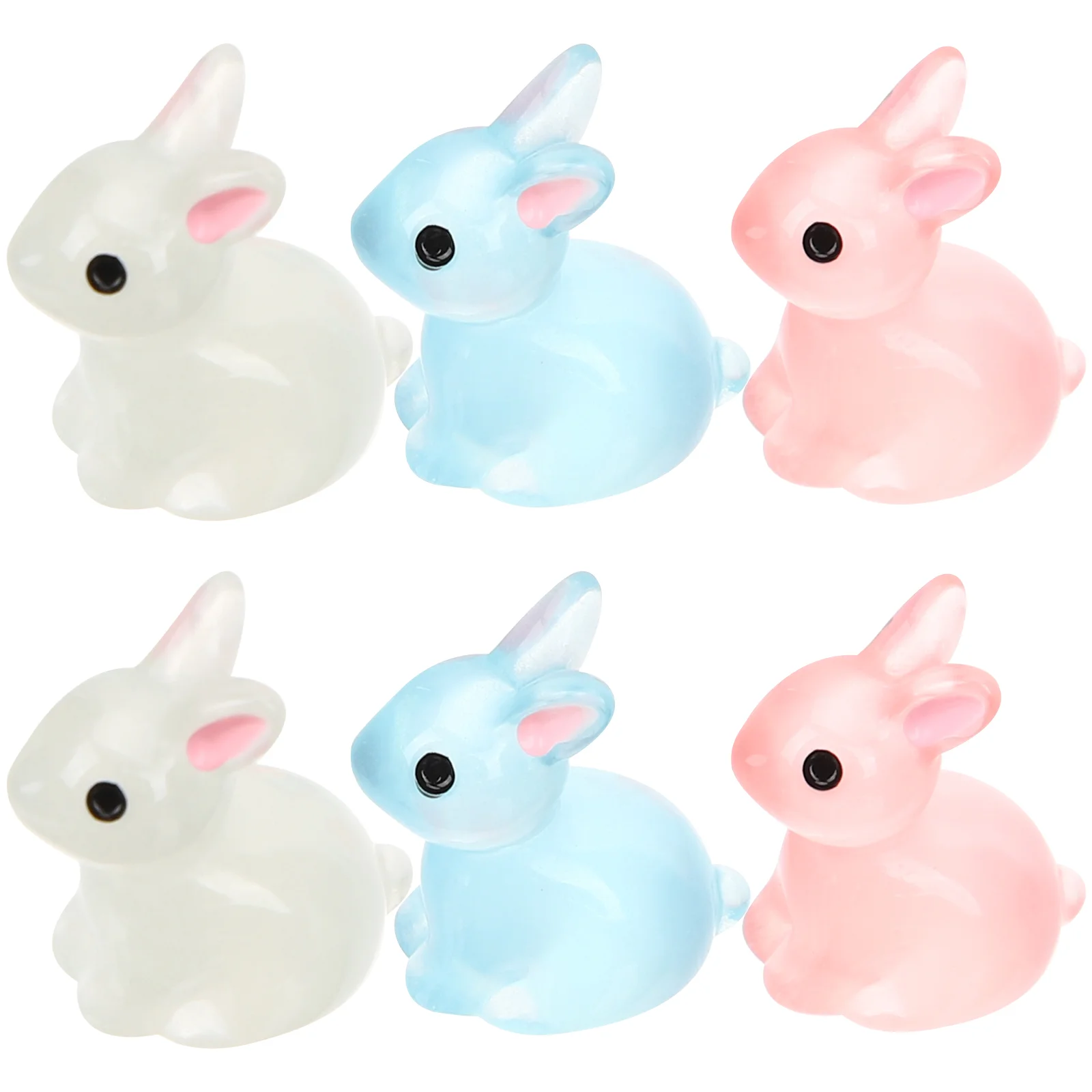 

18pcs Miniature Resin Glow In The Dark Bunny Luminous Rabbit Charms Luminous Moss Bunny
