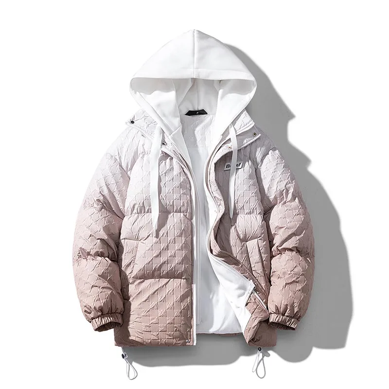 Winter Warm Men Hooded Parka Jacket Coat Men Outerwear Windproof Down Jacket Coat Men Gradient Design Parka Coat Jacket Couple