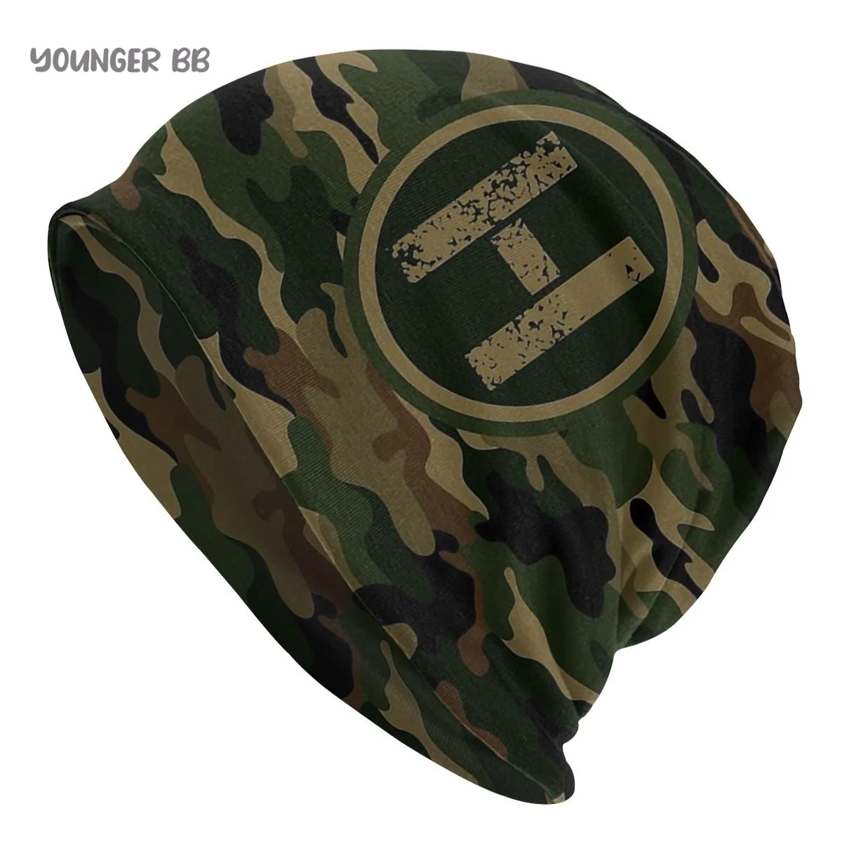

Bonnet Hats Men Women's Knitting Hat Monogram Initial Letter H Military Army Camouflage Warm Cap Beanies Thermal Elastic Caps