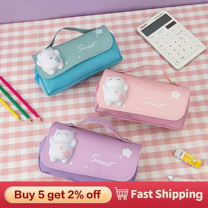 

Декомпрессионный карандаш в виде кошки, большой портативный фотокарандаш, двойной слой, искусственная Канцелярия