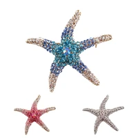 2022 fashion blue red crystal rhinestones pave starfish brooch pins female brooch creative popular corsage jewelry accessories