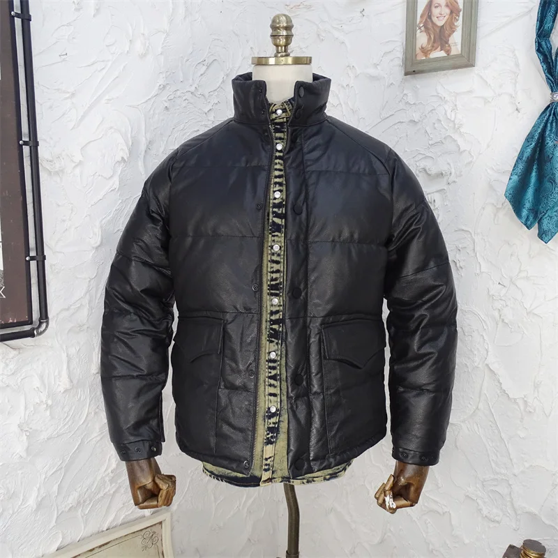 

Мужская теплая куртка из натуральной воловьей кожи