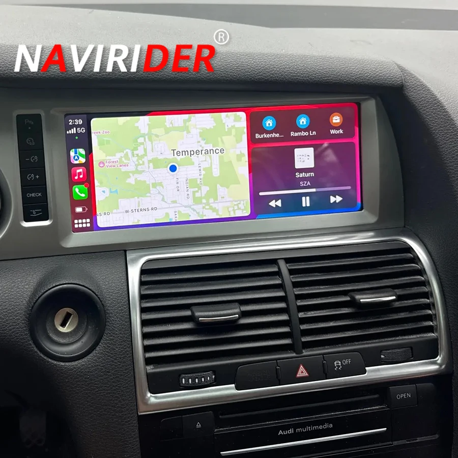 10 25-дюймовый автомобильный радиоприемник Android 14 для Audi Q7 2010-2015 CarPlay 4G SIM WiFi