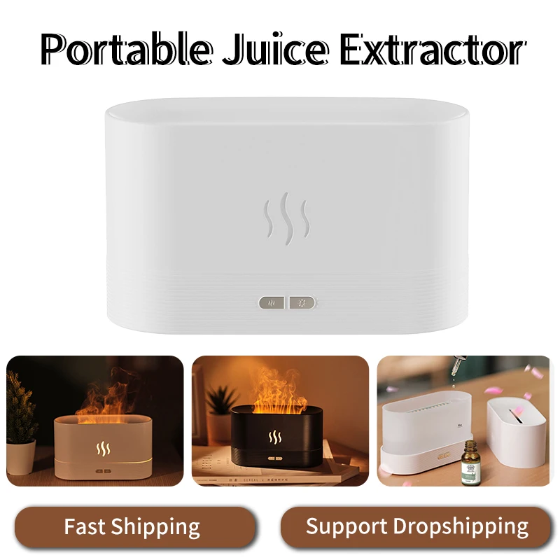

USB Simulation Flame Night Light with 180ML Water Tank Humidifier Aroma Diffuser for Home Office Bedroom Atmosphere Desk Lamp
