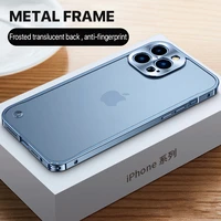 luxury buckle metal bumper case for iphone 13 12 pro max 11 ultra thin matte transparent aluminum camera protection phone cover