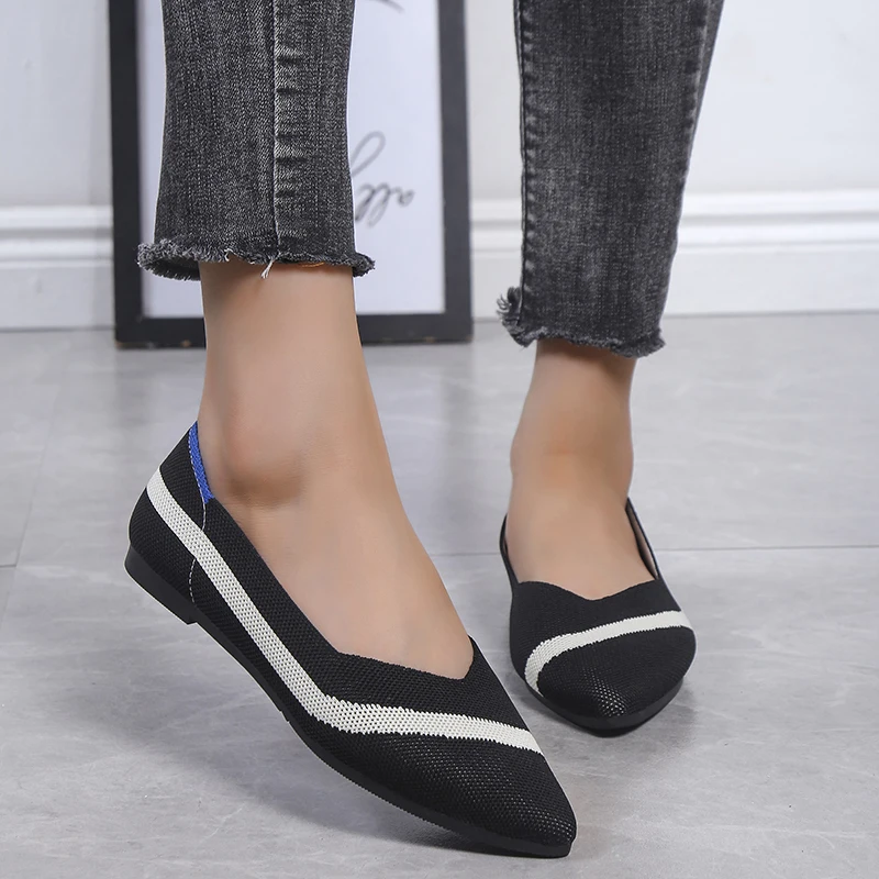 

Лоферы женские сетчатые, дышащие, заостренный носок, без застежки, лоферы, мягкая подошва, офисная обувь, Горох, размер 43