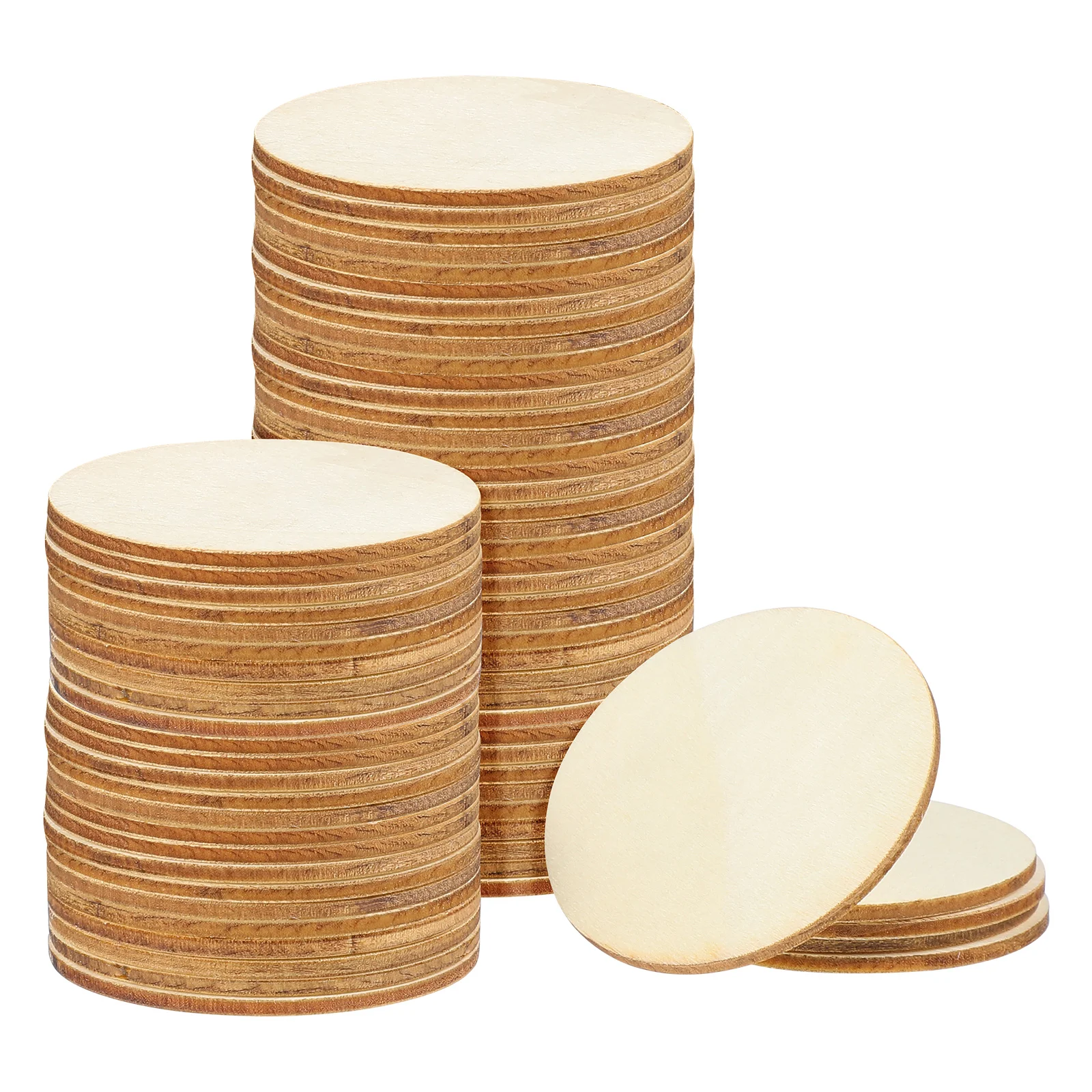 

100pcs Wooden Log Slices Unfinished Wood Crafts Wood Slices for Painting Door Design Wood Circles for Crafts Wood Circle Cutouts