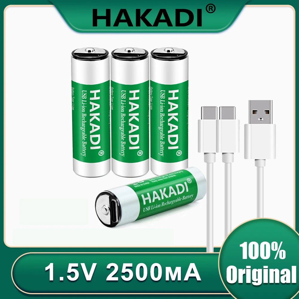 

AA Lithium Battery 1.5V 2500mWh Batteries Rechargeable with 2 in 1 USB Charging Cable for toy KTV Household Electronic Device