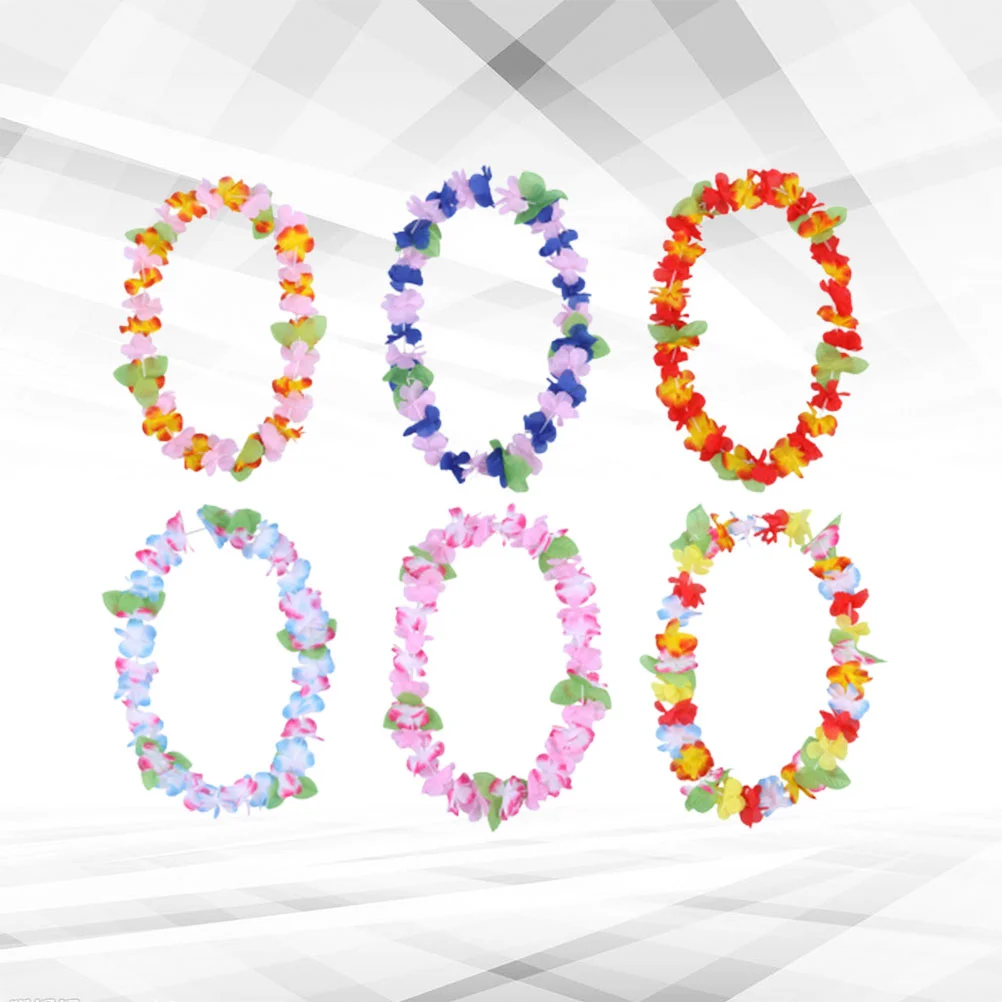 

6 Pcs Dress Accessories Flower Necklace Wreath Luau Garland Hawaiian Leis Flowers Banquet