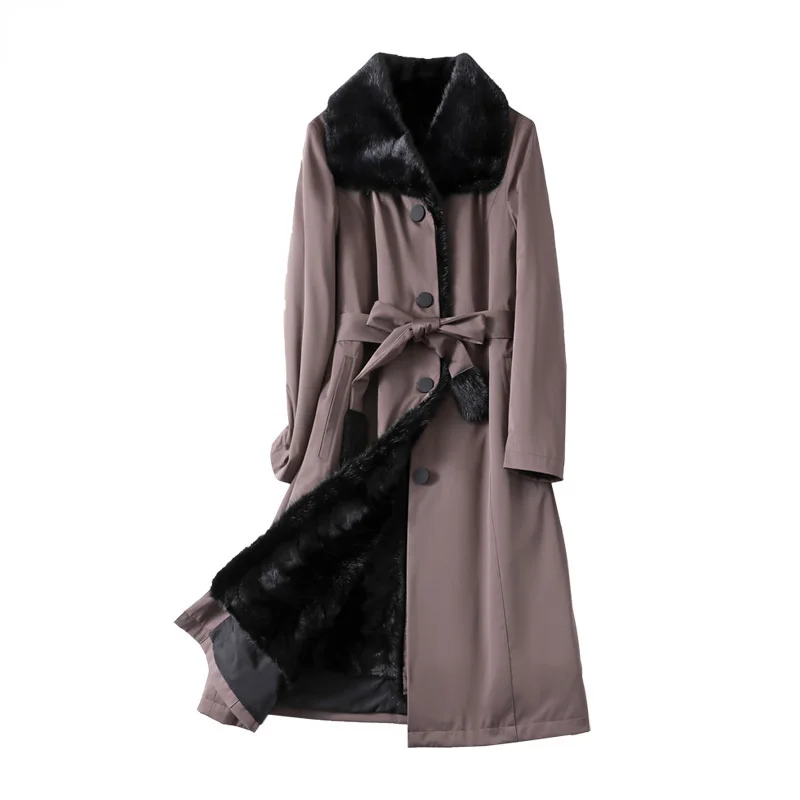 

Winter Jacket Women Clothing Real Fur Coat Women Detachable Mink Fur Liner Fur Coats Warm Jackets Lace-up Long Fur Jacket Zm