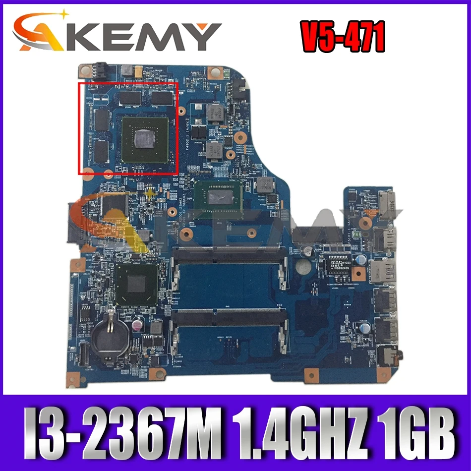 

AKEMY NBM1D11002 NB.M1D11.002 For Acer aspire V5-471 Main board Laptop Motherboard 48.4TU05.04M SR0CV I3-2367M 1.4Ghz CPU 1GB