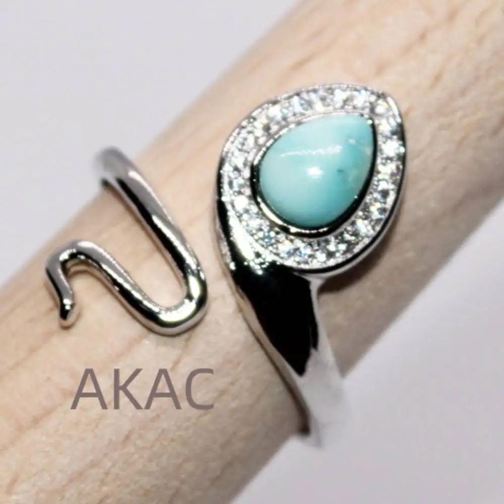 

3rings 100% Natural rare original turquoise white copper adjustable ring stone size approx5mm