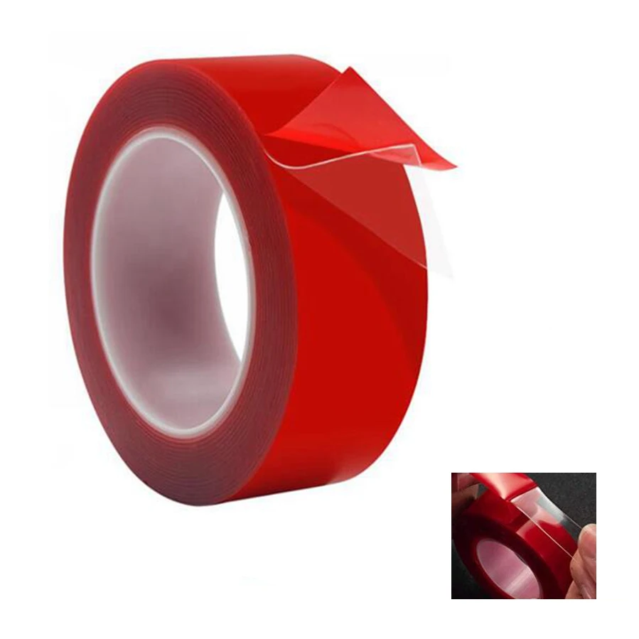 

Double Sided Transparent Picture Hanger Heavy Duty Tape Waterproof Cuttable Clear Red Nano Tape for Home Wall Office
