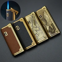 creative inflatable butane lighter embossed eagle gun windproof blue flame cigarette lighter ensendedores tobacco accessories